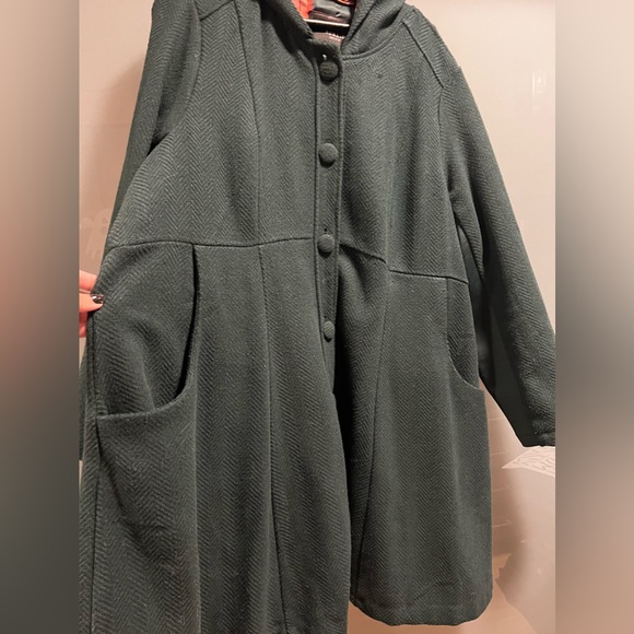 Torrid Green Button Up Coat with Hood - Used Size 3 - Picture 7 of 12